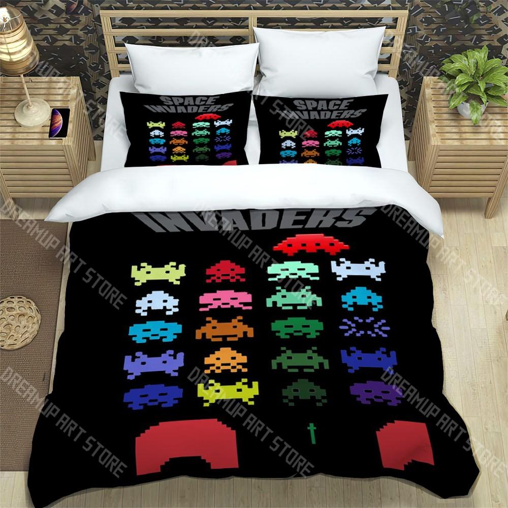 Creative Switch Game Trendy Print Three-piece Set Suitable for Kids or Adults Quilt Cover Pillowcase Bedding Set Birthday Gift