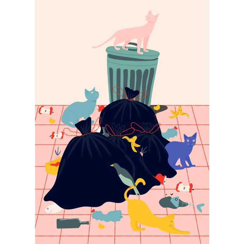 Абстрактное искусство Женщина Настроение Диван Джунгли Пижама Плакат Картина на холсте Смешная повседневная жизнь Настенная картина Гостиная Домашнее украшение