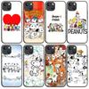 Черный чехол B-84 Snoopy family для Redmi 10A 10C 12C 13C 9A 9C 9T A3X Note 10 9 9S 10S iPhone 11 12 13 14 15 16 X XS Pro Max Mini 7 8 Plus XR