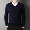 Men's Thickened V-Neck 100% Wool Sweater