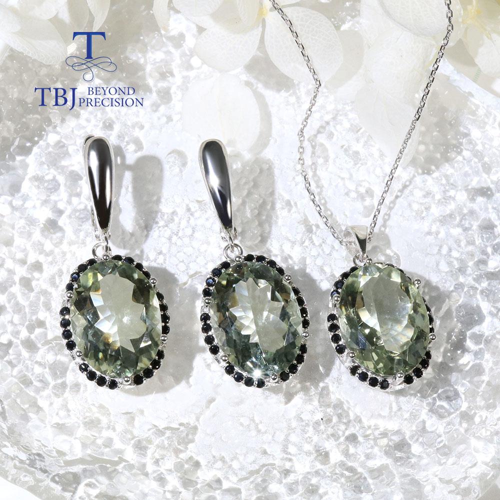 Новый!Серьги-подвески с натуральным бразильским зеленым аметистом BL, настоящие драгоценные камни, овальные 12*16 мм, комплект ювелирных изделий из стерлингового серебра 925 пробы, изысканные ювелирные изделия