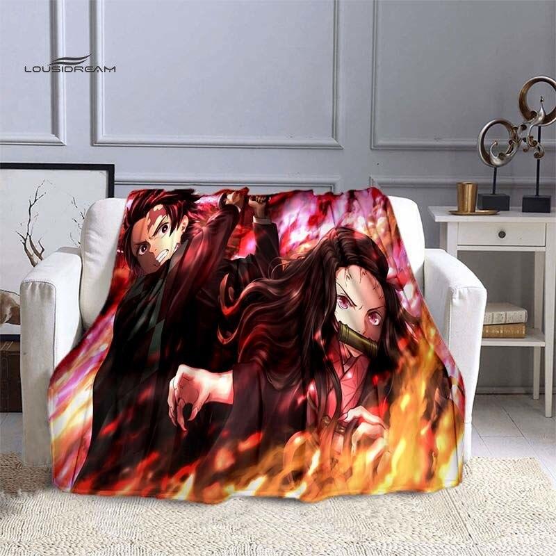 Одеяла LOUSIDREAM Demon Slayer для кроватей, дома, путешествий, взрослых, фланелевое одеяло для дивана, кровати, гостиной, дивана, ребенка, сохраняющее тепло