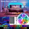 Светодиодная лента RGB на батарейках, гибкая лента с 3-кнопочным контроллером, светодиодная лента Lus для декора комнаты, подсветки телевизора