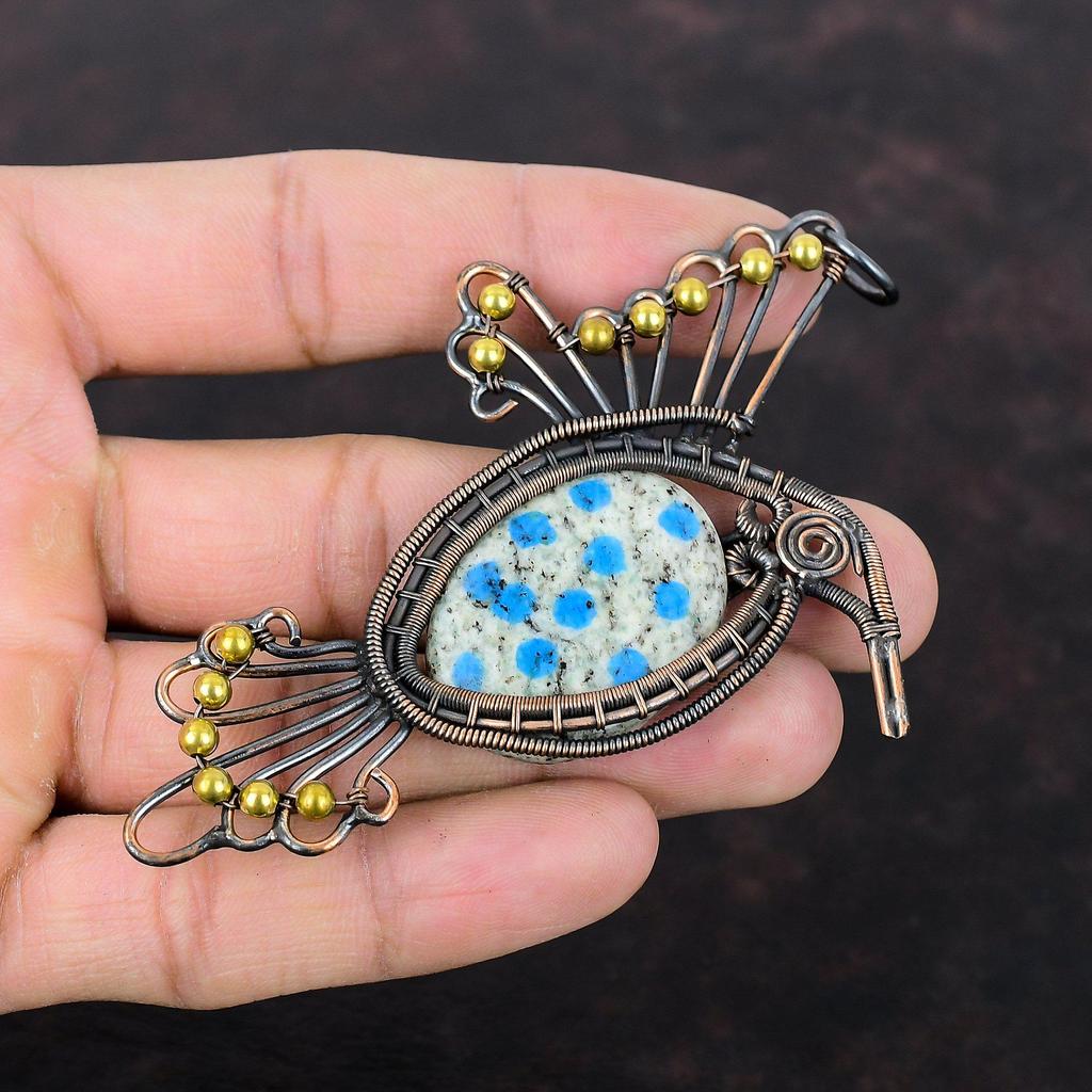 Кулон из яшмы K2, медная проволока, обернутая в обертку, подвеска из драгоценного камня для женщин, замечательные медные украшения, подвеска ручной работы, подарок для нее, украшения в виде птицы