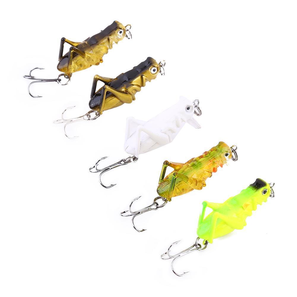 5pcs 4cm Fishing Lures Artificial Grasshopper Lures Insect Shape Hard Bait (#2)