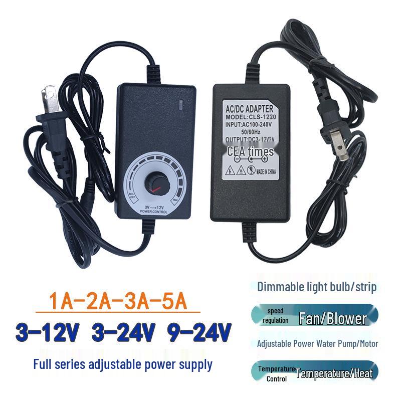Регулируемый блок питания и адаптер: 3-12В 2А/3А, 9-24В 1А для водяного насоса/вентилятора/воздуходувки, 3-24В 2А