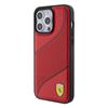 Ferrari Perforated Waves Metal Logo Case For Iphone 15 Pro - Red