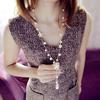 Women's Fashion Korean Style Faux Pearl Flowers Long Necklace Sweater Chain AVE