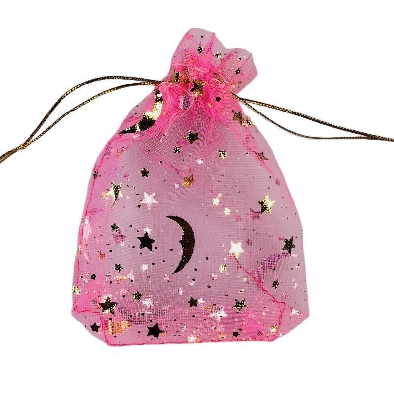 100PCS Stars & Moon Design Organza Sheer Gauze Element Jewelry Bags Tulle Fabric Wedding Gift Bags Sachet OrganzaGift Bag