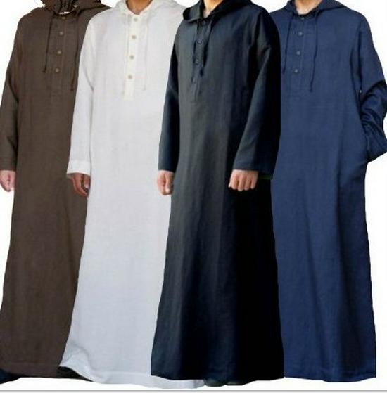 Men's Arabic Style Long Hooded Shirt Robe 2025