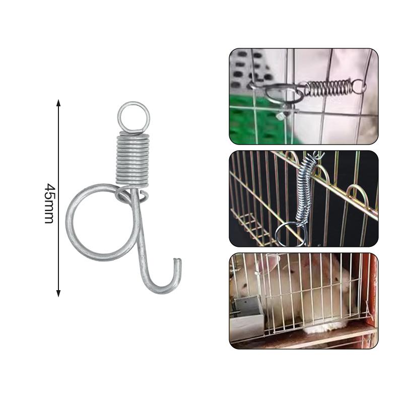 4/8Pcs Multipurpose Spring Animal Cage Latches Lock Spring Rabbit Cage Door Tension Spring With Hook For Fixing All Pet Cages