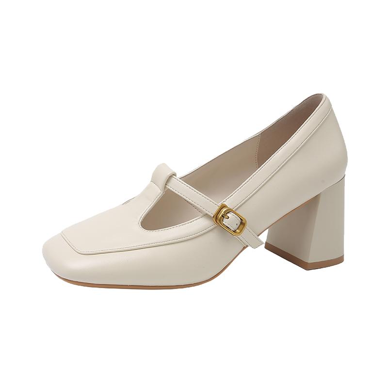 Мода 2025 Обувь Женская Ретро Женские Туфли Мэри Джейн на Высоком Каблуке с Квадратным Носком и Ремешком с Пряжкой, Туфли на Массивном Каблуке для Модного Платья, Офиса, Zapatos