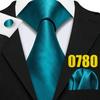 Mens Fashion Neckties Teal Silk Tie Pocket Square Cufflinks Blue&Green Formal Casual Ties