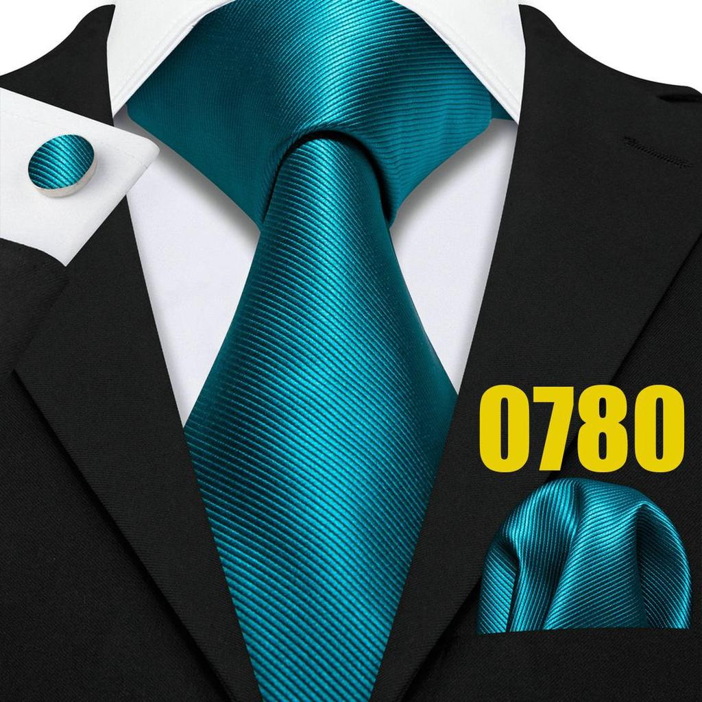Mens Fashion Neckties Teal Silk Tie Pocket Square Cufflinks Blue&Green Formal Casual Ties