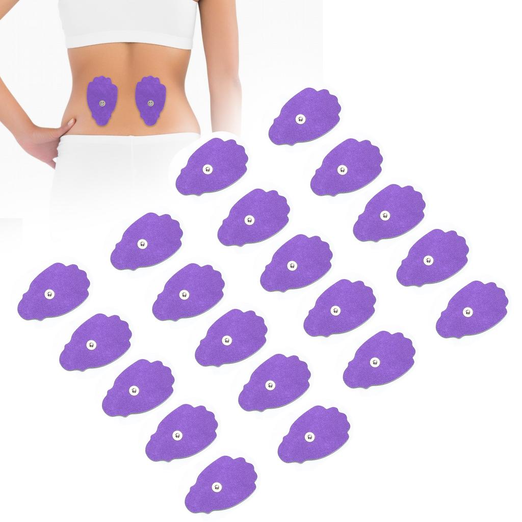 20 шт. нетканые пуговичные электродные подушечки ручной формы для массажной терапии TENs EMS фиолетового цвета