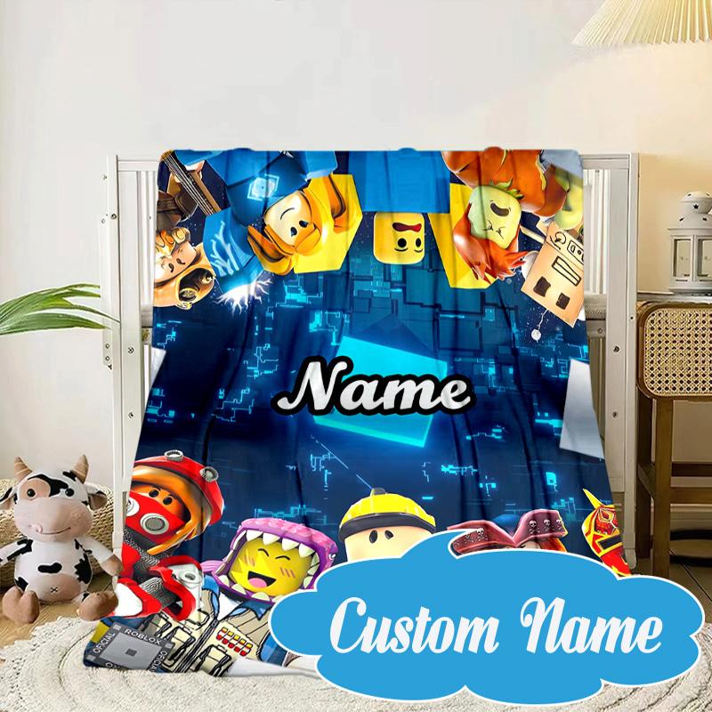 Custom Name Ro-blox Adventure Quests Blanket bed sofa Blanket Flannel Blanket for Camping, Hiking, Picnic Essentials,gift for Fan family