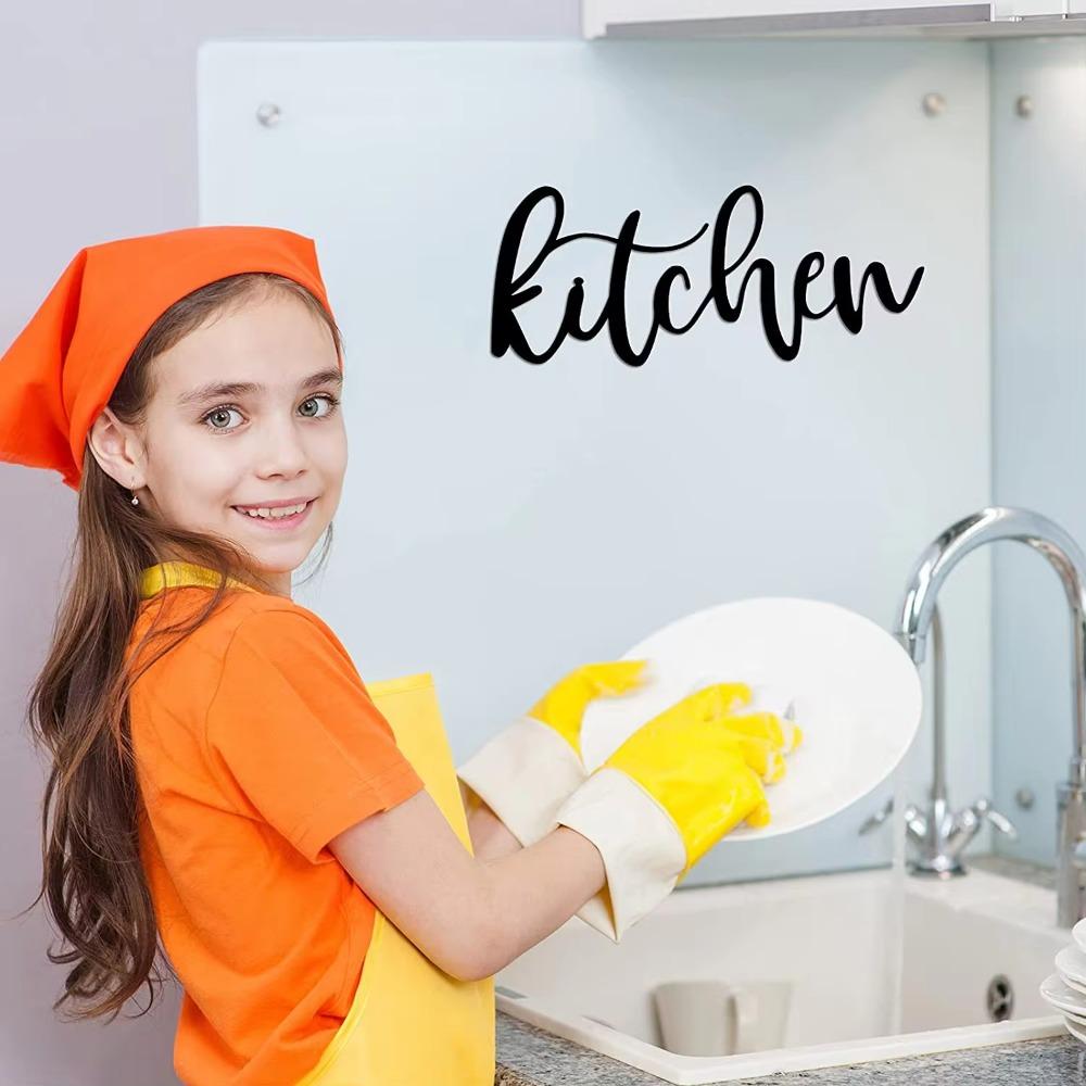 Кухонные металлические вырезанные знаки, элегантный металлический настенный декор, стильное искусство для домашней столовой, идеальное украшение для кухонной стены