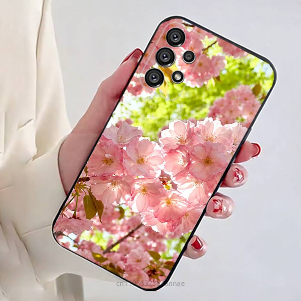 Розовый чехол Sakura для Samsung Galaxy A73, 23, 53, 33, 14, 24, 13, 72, 22, 52, 32, 54, A34, Мягкий чехол