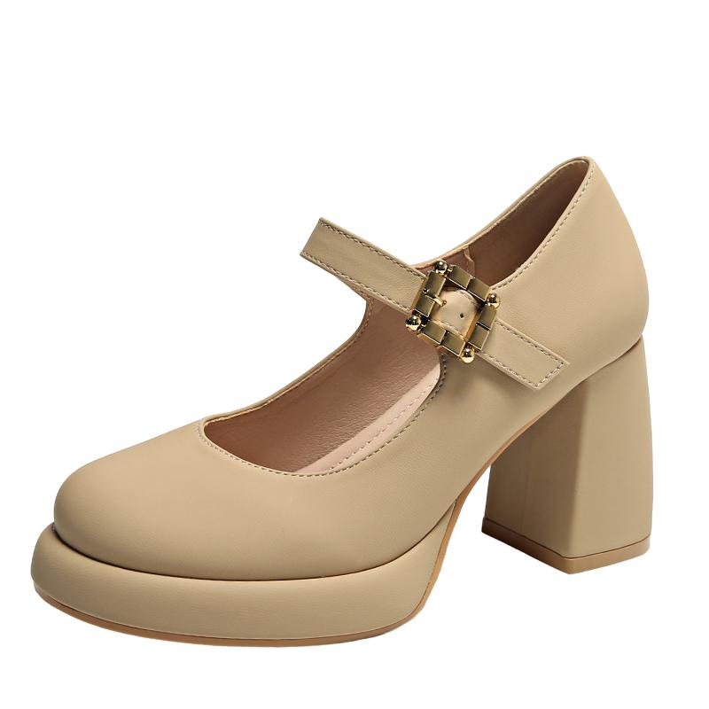 Модные НОВЫЕ Туфли Мэри Джейн на толстом каблуке, женские туфли-лодочки с пряжкой и квадратным носком, женские кожаные туфли, женская мода, повседневный комфорт, большие размеры