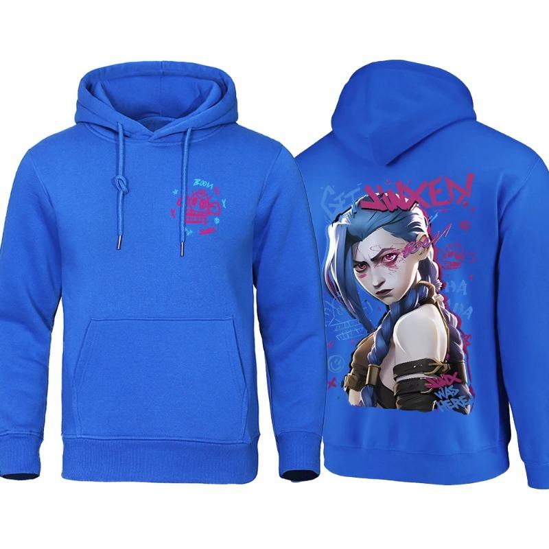 Arcane Hoodie Men Anime Jinx Hoodies Autumn Высококачественная флисовая толстовка Street Hoody Гибкая мужская одежда Oversize Толстовки и свитшоты мужские