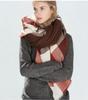 Women's Autumn Winter Wine Red Plaid Square Scarf - Warm European & American Style Shawl