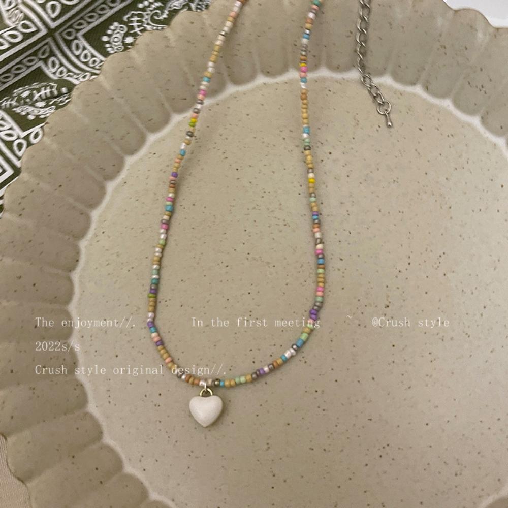 2022 Новое модное ожерелье, универсальное ожерелье для девочек, праздничное ожерелье ярких цветов, ожерелье с бусинами, милая очаровательная цепочка для девочек