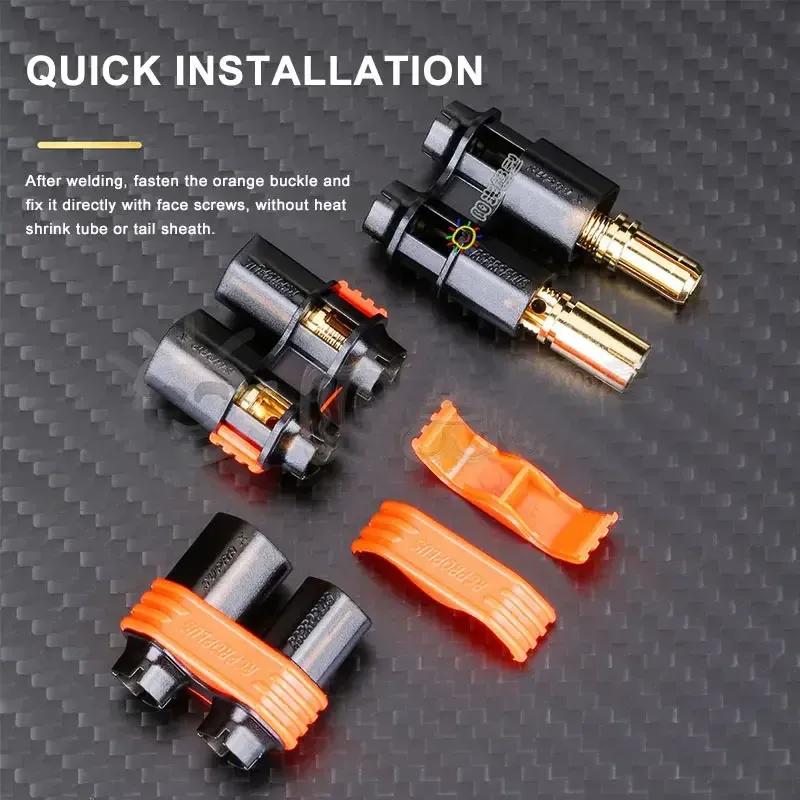 200A Lithium Battery Welding free Connector 8AWG REB 6808 PRO D6 Gold-plated Plug Socket 6mm 200A Banana Male Female Connector
