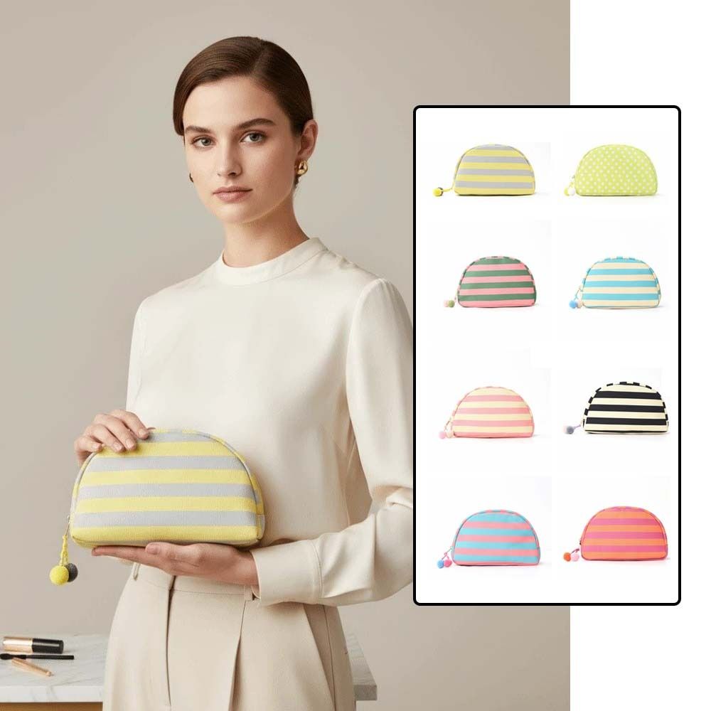 Durable Shell Shape Pouch Pom-pom Tassel Canvas Makeup Organizer Business Trip