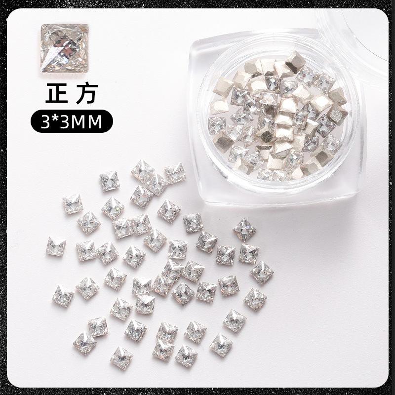Украшения для ногтей с бриллиантами Flash Mini White Zircon Diy Manicure Украшения для ногтей с конским глазом Love Fat Square Diamond