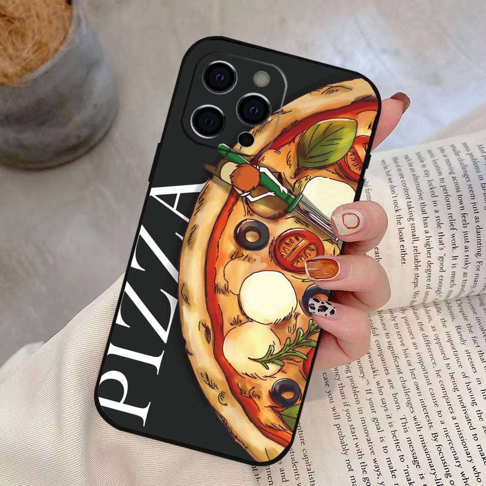 Чехол для телефона Пицца Для iPhone 17, 16, 15, 14, 13, 12, 11 Plus, Pro Max, Другие Мягкий Черный Чехол