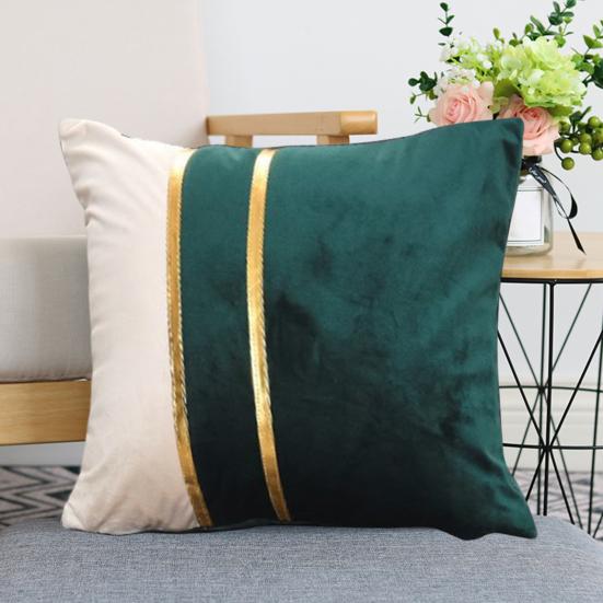 Pillow Case Plush Two-color Splicing Throw Pillow Cover Soft Stylish Decorative Cover with Hidden Zipper for Home
