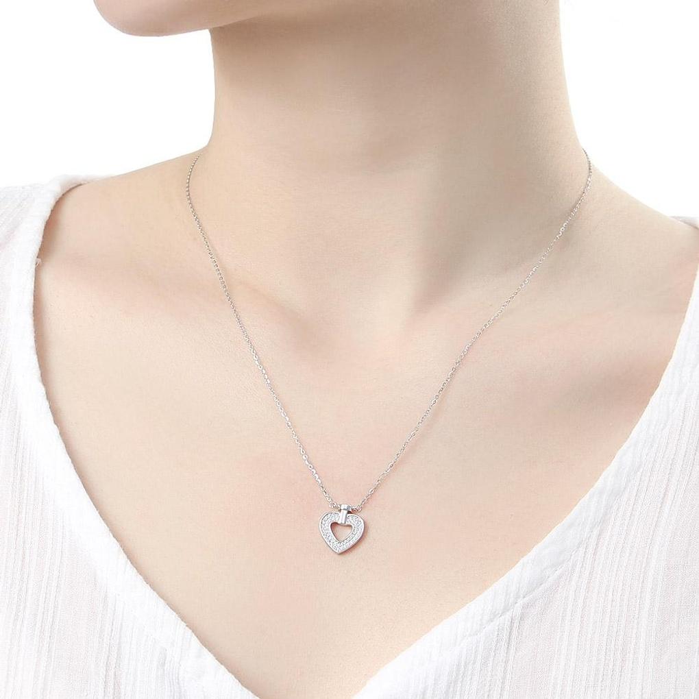 925 Silver Platinum Plated Unique Heart Necklace
