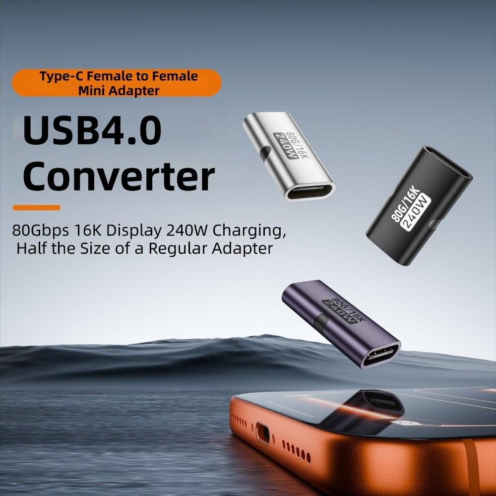 PD 3.1 240W USB C Female to Female Converter 80Gbps 16K 60HZ USB4 Type-C Extender High Speed Fast Charging Magnetic Adapter