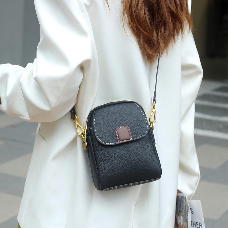 Genuine Leather Crossbody Handbag for Women, 2025 New Top Layer Cowhide Shoulder Bag, Versatile Small Phone Purse