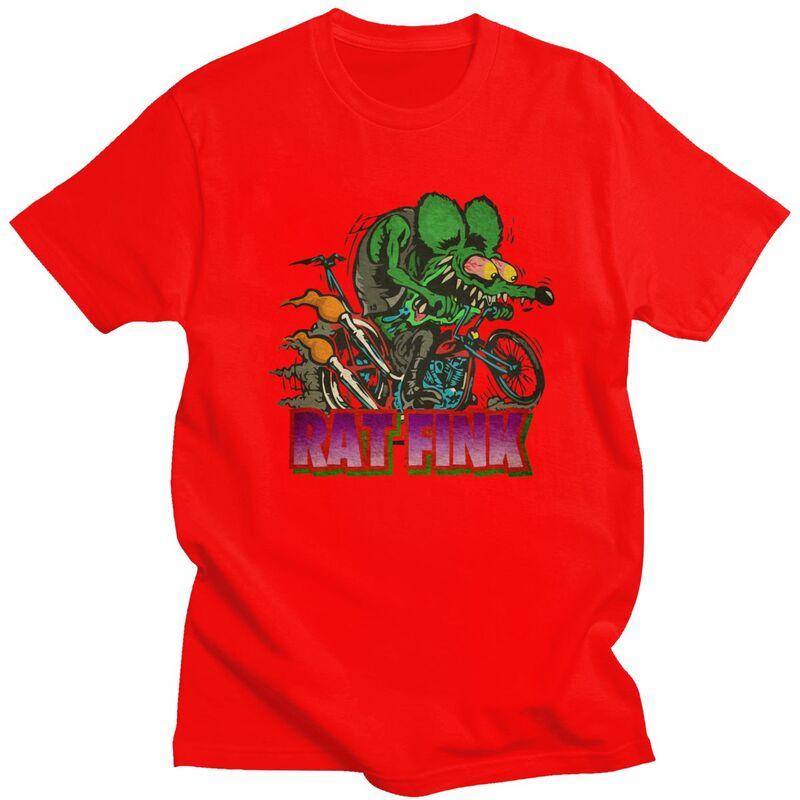 Мужские футболки на заказ с аниме-мультяшным персонажем Rat Fink, хлопковые футболки с коротким рукавом, классические футболки, повседневные футболки, одежда slim fit