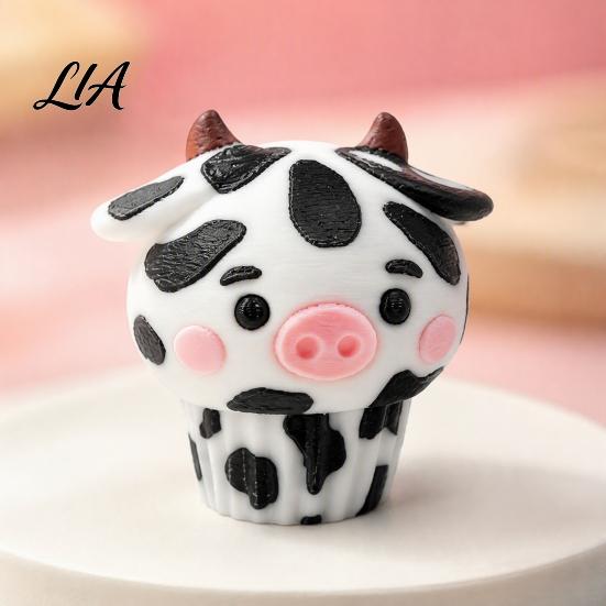 Stress Relief Fidget Toys Cow Cupcake Clicker Toy, 3D Printed Finger Tool Clicky Button Sensory Toy for Anxiety Reduction & Focus