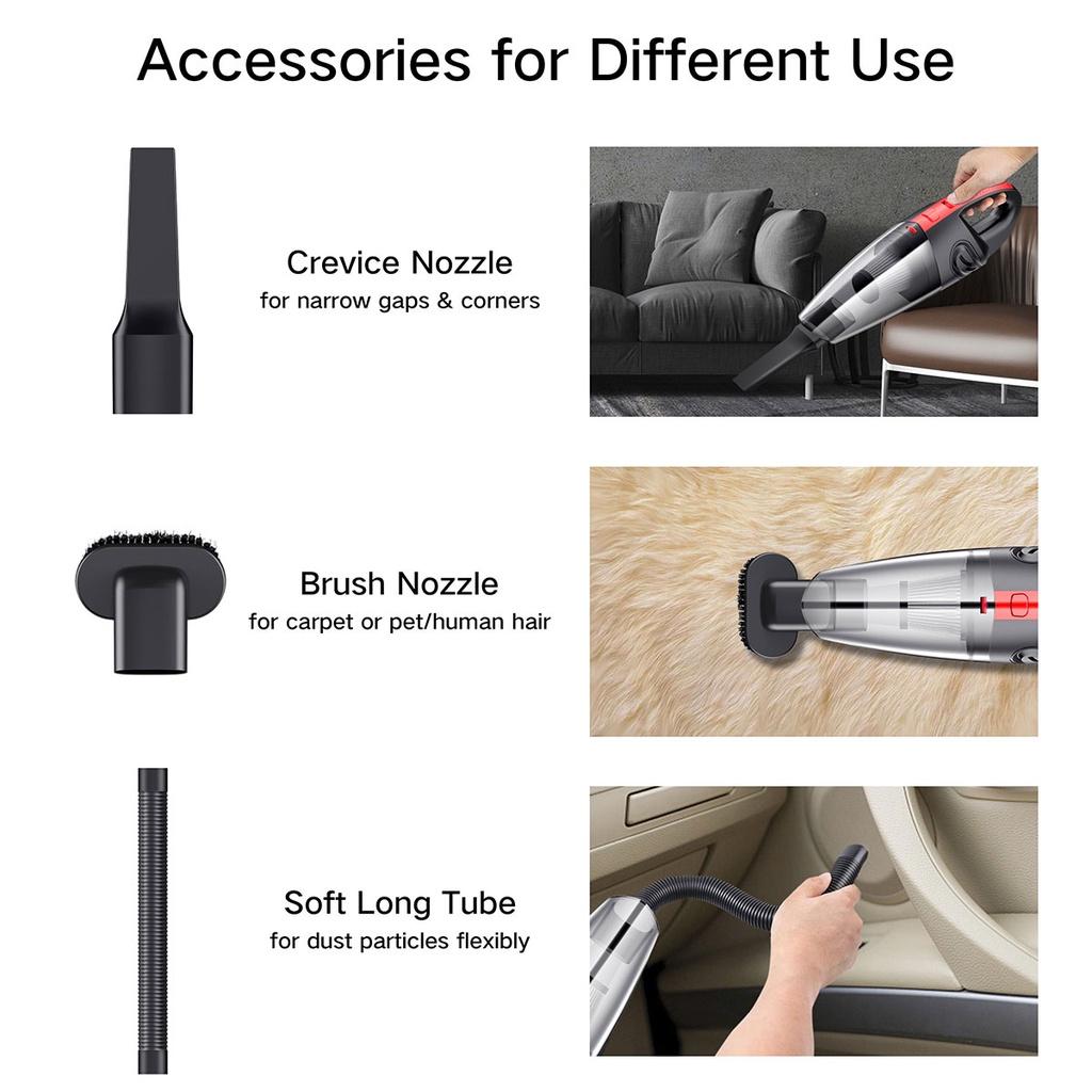 Mini Car Vacuum Cleaner Powerful Cyclone Suction 120W 9000PA Cordless Portable Household Dual-use Rechargeable Wet Dry Vacuum Cleaner