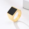 Men's Ring  Smooth Stainless Steel Black Stone Gold Silver Color Rings for Men Party Jewelry