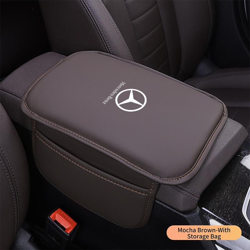 Leather Pad Car Armrest Mat For Mercedes Benz AMG W124 W202 W203 W204 W210 W211 W212 GLC GLK Center Console Protection Cushion EQSTU1