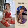 Sex underwear, sexy lace, pure desire perspective one-piece suit, hollow suspender, waist uniform