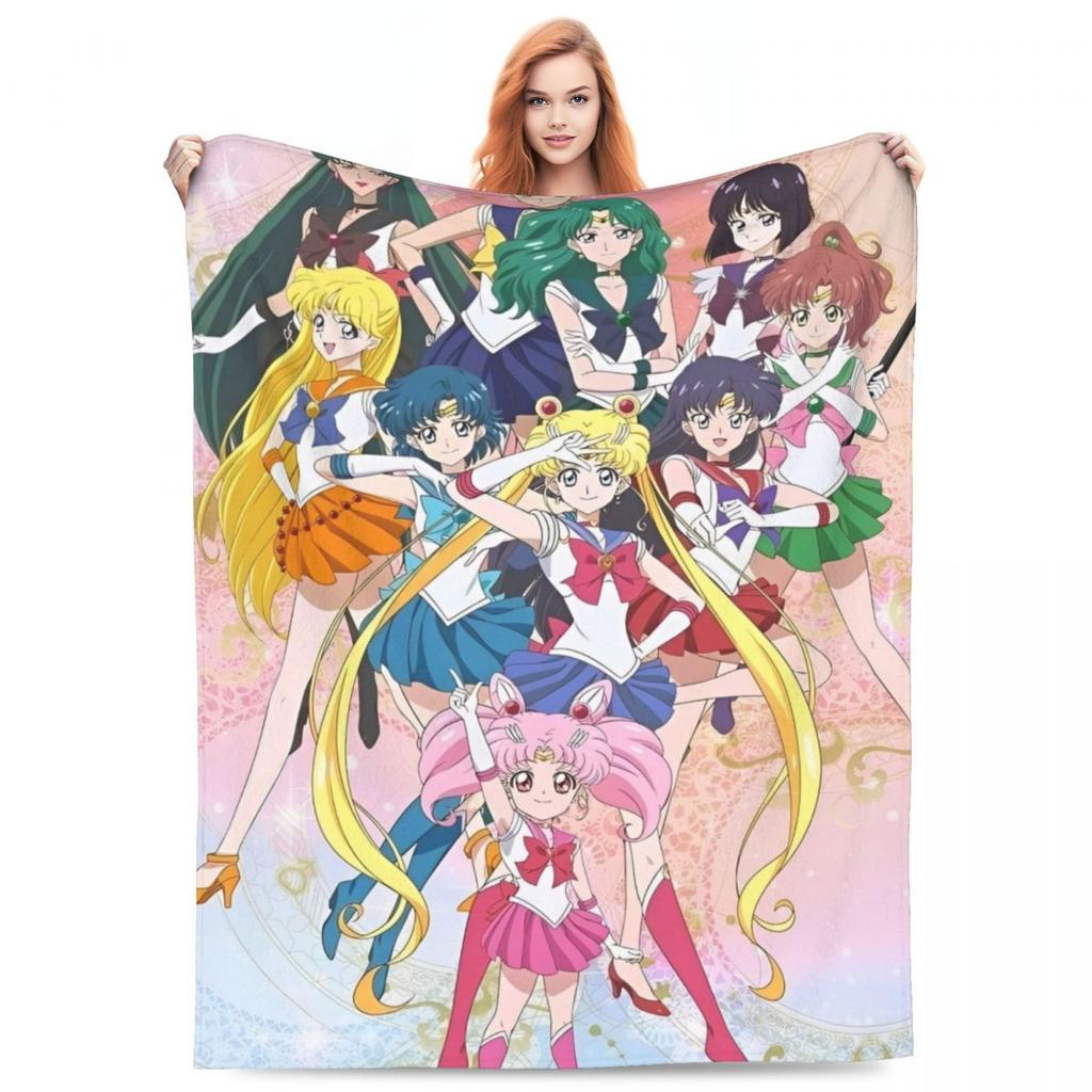 S-Sailor M-Moon Anime Blanket Quality Warm Throw Blanket Winter Picnic Outdoor Comfortable Bedspread