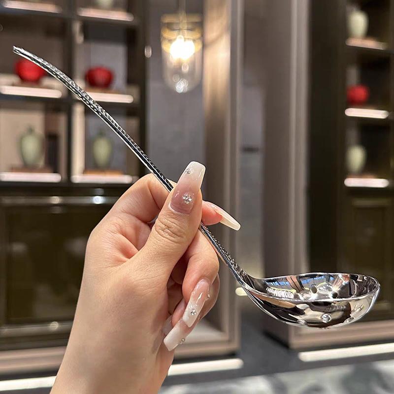 Ложка для супа из нержавеющей стали, глубокая ложка большой емкости, серебряная зеркальная полированная столовая посуда, суп, рис, домашняя кухонная посуда