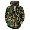 Trendy Men's Hoodie Printed Camouflage Patterns Digital Printing Casual Long Sleeved Hooded Thick Fabric Tops