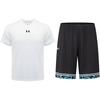 Under Armour Дышащая трикотажная футболка с коротким рукавом и принтом логотипа, шорты с цветными блоками и геометрическим узором, повседневный спортивный комплект 21500531-100+24500211-001