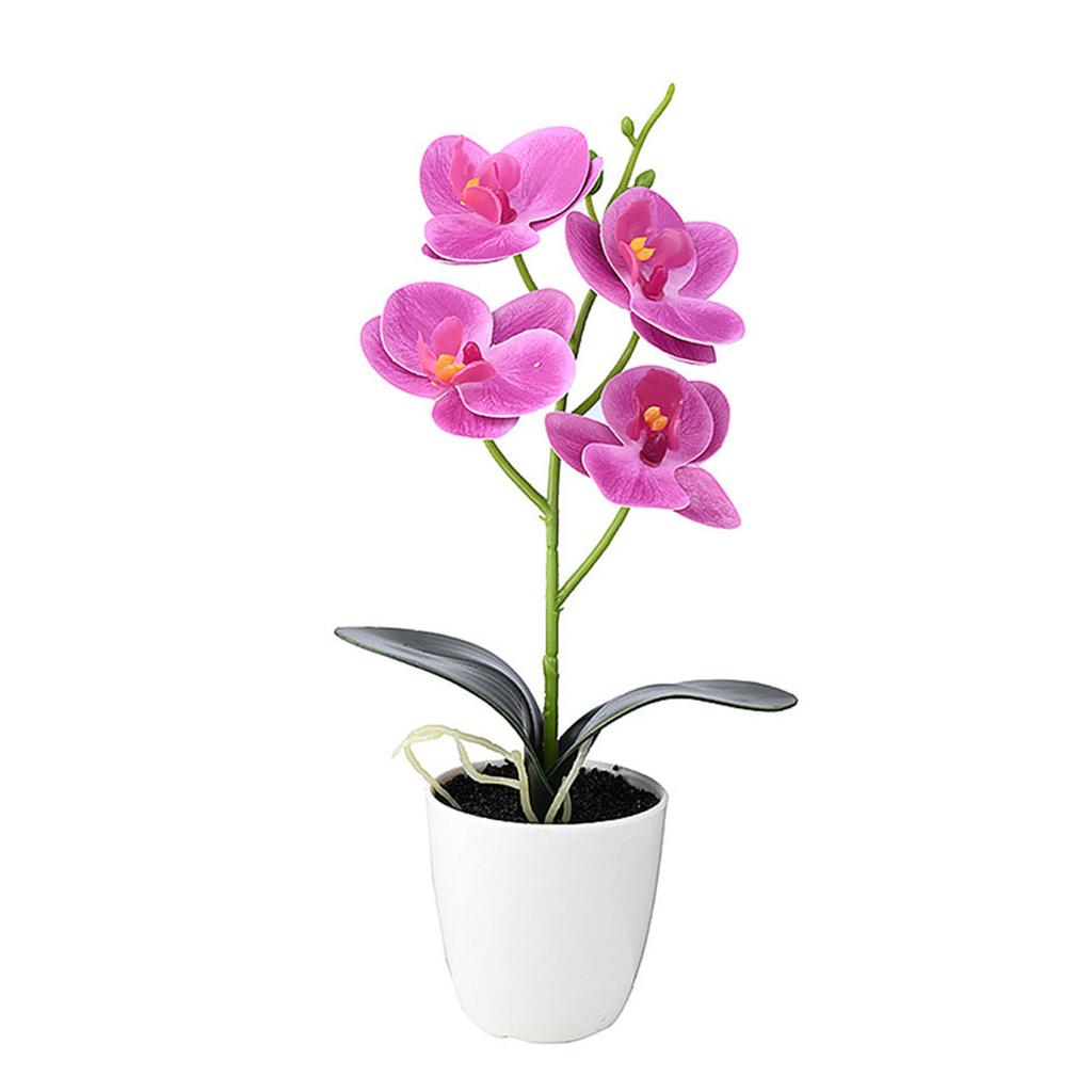 Decorative Orchid Garden Office Restaurant Artificial Orchid Potted Orchids ABS Material Orange-red Rose White