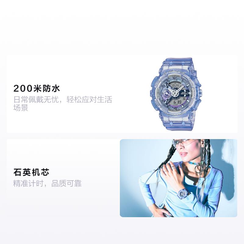 Casio Научно-фантастические кварцевые женские часы в виртуальном стиле, серый циферблат GMA-S110VW-6APR