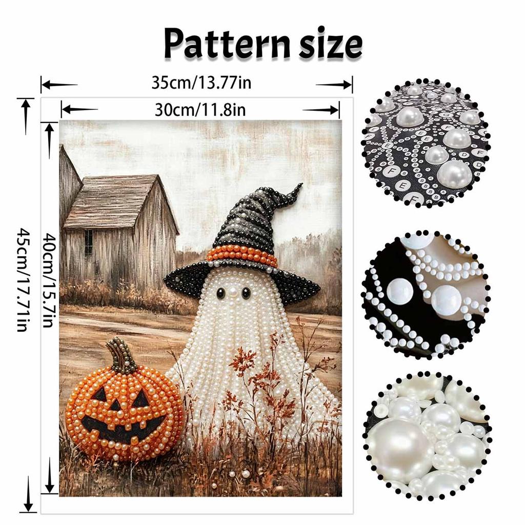 Halloween pearl painting art full pearl handmade diy ghost and pumpkin home decorations