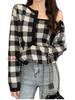 Korean Fashion Knit Long Sleeve Gingham Korean Short [KOREARU] Women's Sweater, Check, Camisole/Cardigan Set, Flattering, Stylish, Cute, Clothing,