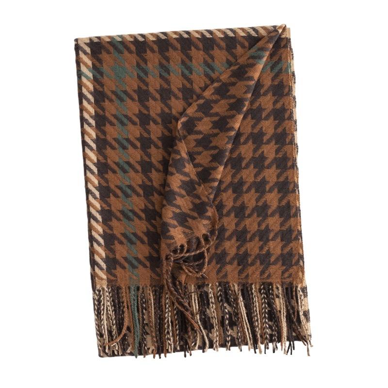 Новый зимний шарф в гусиную лапку, модный европейский и американский повседневный шарф, защищающий от холода, высококачественная удлиненная теплая шаль