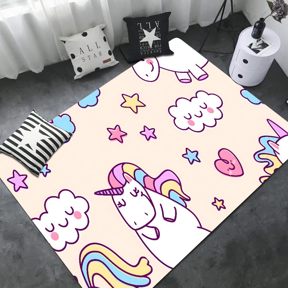 Cartoon Unicorn Animal Bathroom Mat Kids Room Bedroom Decoration Balcony Anti-Slip Doormat Living Room Bedside Area Rugs